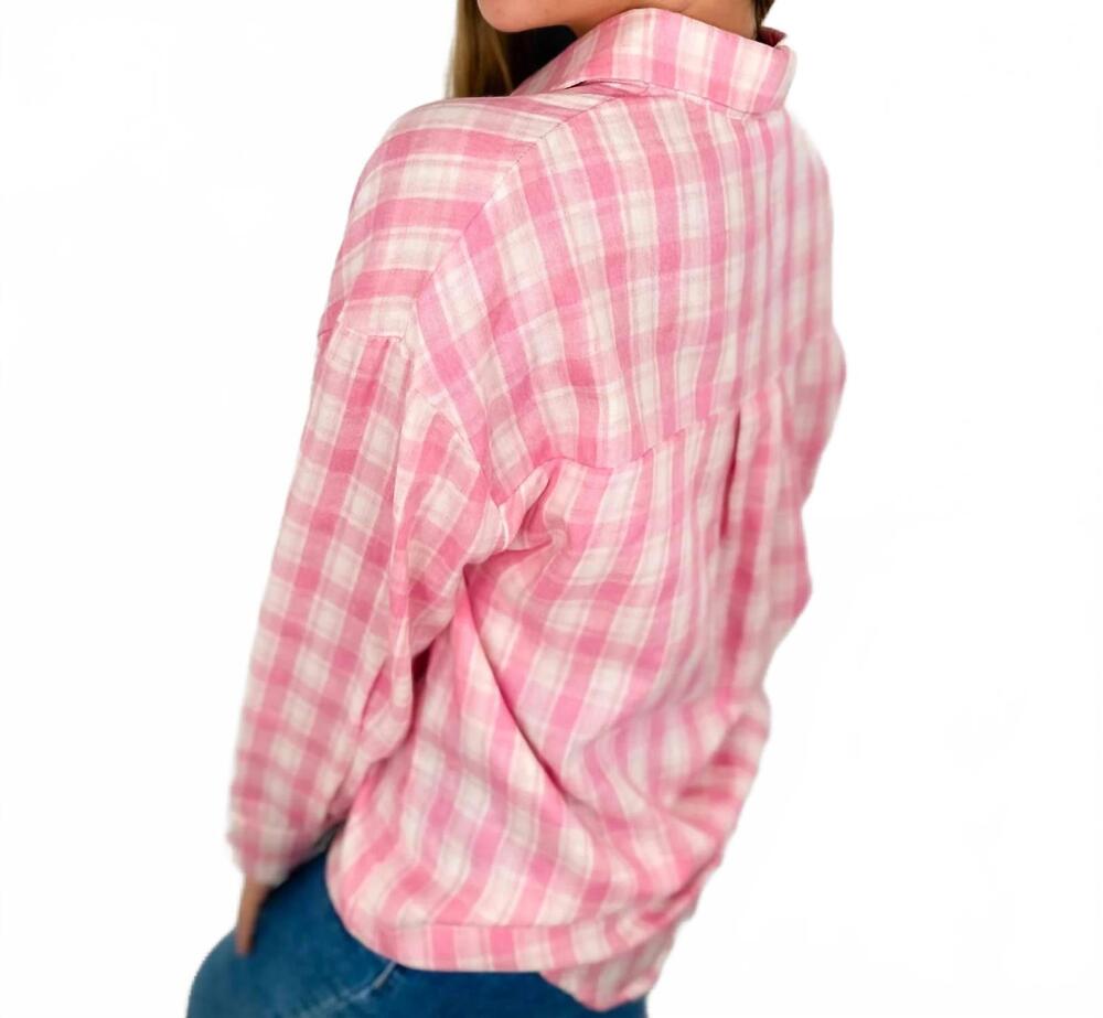 NEW SOUTHERN GRACE the bright side cotton flannel top in pink - Picture 2 of 2